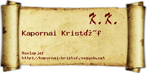 Kapornai Kristóf névjegykártya