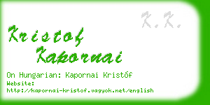 kristof kapornai business card