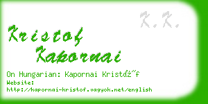 kristof kapornai business card